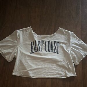 SHEIN Cream Crop T-Shirt with East Coast Print